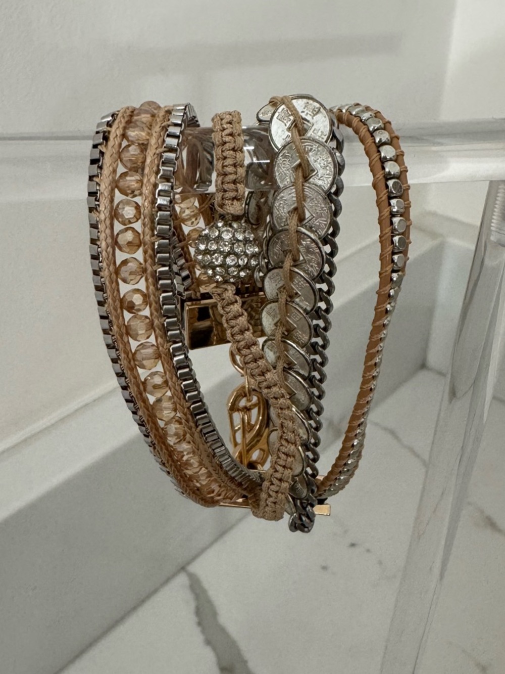 Victoria Emerson Layered Neutral Tone Bracelet Stack  - Women's jewelry